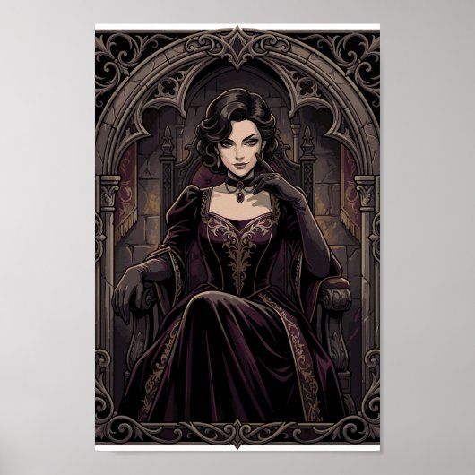 Gothic Dark Queen Vampire Royalty Fantasy Portrait ポスター (正面)