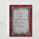 Gothic Dark Red Birthday invitation 招待状 (正面)