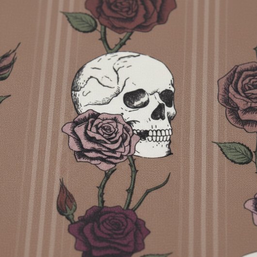 Gothic Dark Tan Brown Floral Skulls エプロン