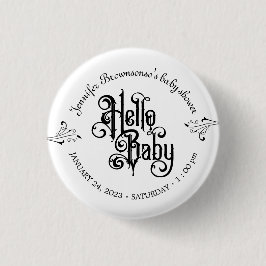 Gothic Dark Vintage Hello Baby 缶バッジ