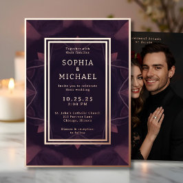 Gothic Dark Wedding Invitation Photo Template  箔シーズンカード