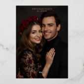 Gothic Dark Wedding Invitation Photo Template 箔シーズンカード (裏面)