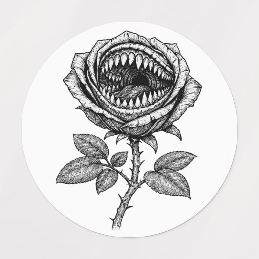 Gothic Devil Rose Sticker – Dark Horror Floral ラベル (デザイン2)