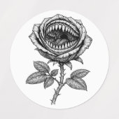 Gothic Devil Rose Sticker – Dark Horror Floral ラベル (デザイン1)