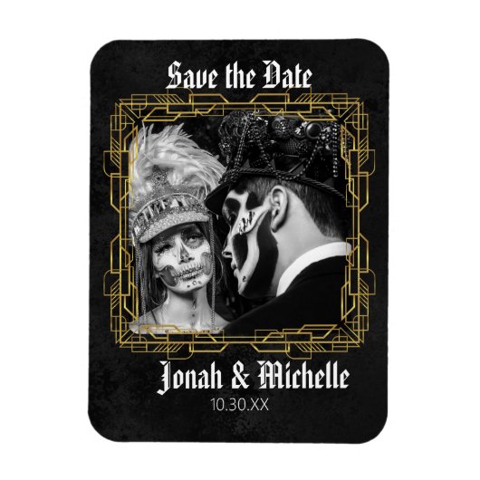 Gothic Dia De Los Muertos Save The Date マグネット (縦)