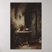 Gothic Dining Room Wall Art, Candlelit Kitchen ポスター (正面)