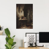 Gothic Dining Room Wall Art, Candlelit Kitchen ポスター (ホームオフィス)