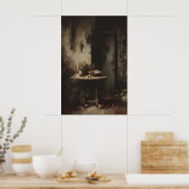 Gothic Dining Room Wall Art, Candlelit Kitchen ポスター (キッチン)