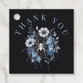 Gothic Dusty Blue Floral Spiderweb Thank You フェイバータグ (正面)