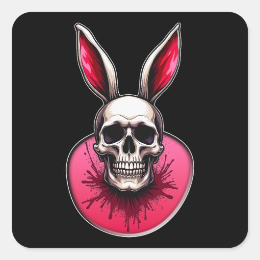 Gothic Easter Bunny – Skull Art - Autocolante スクエアシール (正面)