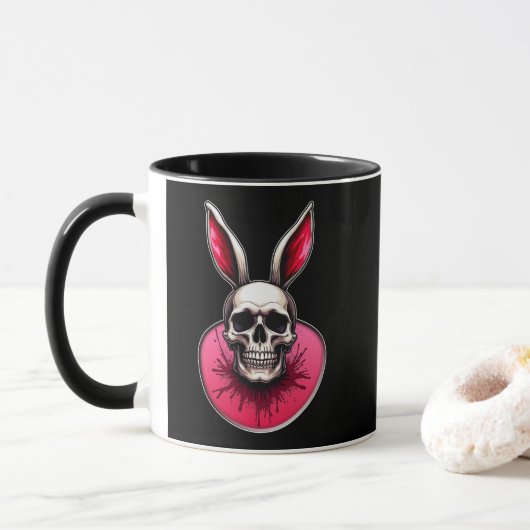 Gothic Easter Bunny – Skull Art - caneca マグカップ (ドーナツ)