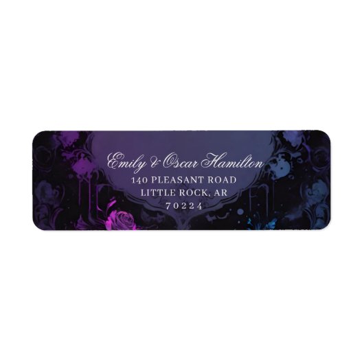 Gothic Elegance Purple Boho Rose Return Address ラベル (正面)