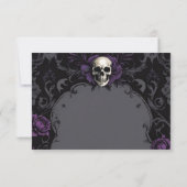 Gothic Elegance Purple Boho Skull Floral Wedding 出欠カード (裏面)