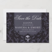Gothic Elegance Purple Boho Skull Save The Date セーブザデート (正面)