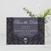 Gothic Elegance Purple Boho Skull Save The Date セーブザデート (スタンド正面)