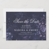 Gothic Elegant Dark Purple Floral Boho Wedding セーブザデート (正面)
