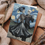 Gothic Elegant Skeletons Dance Moonlight Van Gogh カード