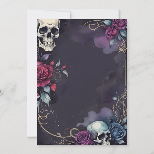 Gothic Elegant Skull & Rose Handfasting 招待状 (裏面)