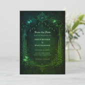Gothic emerald wedding save the date invitation 案内状 (スタンド正面)