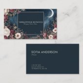 Gothic Fairytale Celestial Moon Burgundy Rose 名刺 (正面/裏面)