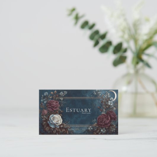 Gothic Fairytale Midnight Rose Crescent Moon 名刺 (スタンド正面)