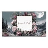 Gothic Fairytale Rose Frame Moonlit Forest Scene マグネット名刺 (正面)