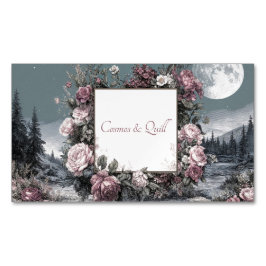 Gothic Fairytale Rose Frame Moonlit Forest Scene マグネット名刺