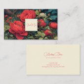 Gothic Fairytale Ruby Red Peony Floral 名刺 (正面/裏面)