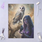 Gothic Fantasy Tarot Reader White Owl & Raven  薄葉紙 (クラフト)