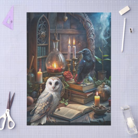 Gothic Fantasy Tarot Reader's Room & White Owl  薄葉紙 (クラフト)