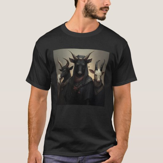 Gothic Farm Animals in Goth Black Cloaks Tシャツ (正面)