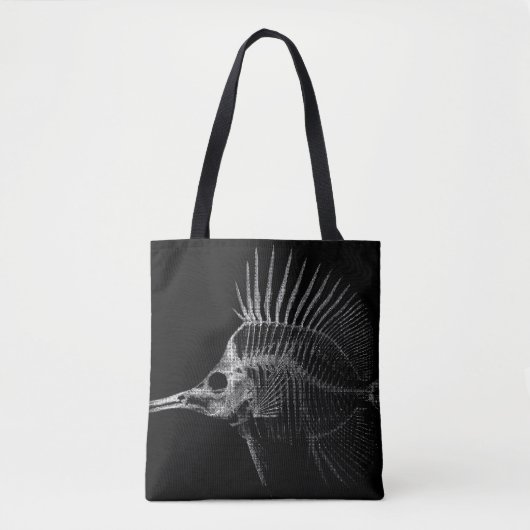 Gothic Fish Skeleton X-Ray Tote Bag トートバッグ (正面)