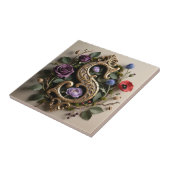 Gothic Floral Antique Gold Letter S タイル (側面)