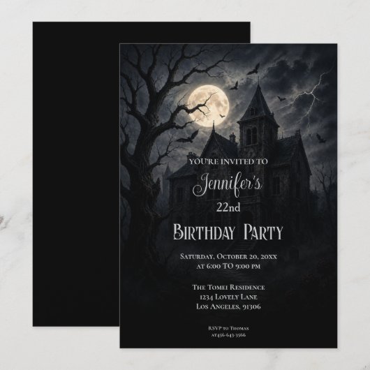 Gothic Floral Birthday Invitation 招待状 (正面/裏面)