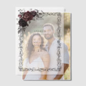 Gothic Floral Frame Dark Goth Halloween Wedding ベラム紙招待状 (オフセット (カップル))