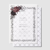 Gothic Floral Frame Dark Goth Halloween Wedding ベラム紙招待状 (オフセット (招待状))