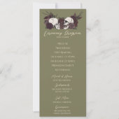 Gothic Floral Olive Green Wedding Program Card (正面)