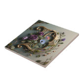 Gothic Floral Patina Gold Letter D タイル (側面)