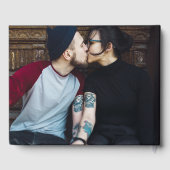 Gothic Floral Roses Black And Gold Photo Wedding ゲストブック (裏面)