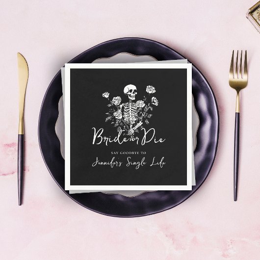 Gothic Floral Skeleton Bachelorette Party  スタンダードカクテルナプキン