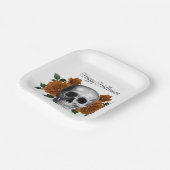 Gothic Floral Skull Halloween ペーパープレート (傾斜あり)