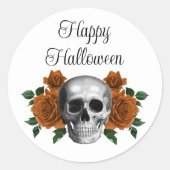 Gothic Floral Skull Halloween ラウンドシール (正面)