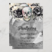Gothic Floral Skull & Peony Handfasting 招待状 (正面/裏面)