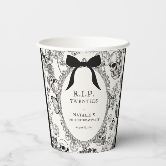 Gothic Floral Skull RIP Twenties 30th Birthday 紙コップ (裏面)