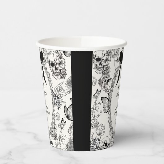 Gothic Floral Skull RIP Twenties 30th Birthday 紙コップ (左)