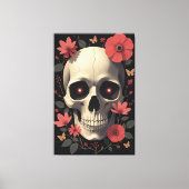 Gothic Floral Skull - Stylized Skull キャンバスプリント (正面)