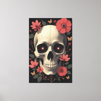 Gothic Floral Skull - Stylized Skull キャンバスプリント
