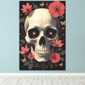 Gothic Floral Skull - Stylized Skull キャンバスプリント (インサイチュ (ウッドフロア))