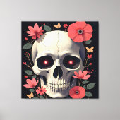 Gothic Floral Skull - Stylized Skull キャンバスプリント (正面)