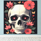 Gothic Floral Skull - Stylized Skull キャンバスプリント (インサイチュ (ウッドフロア))